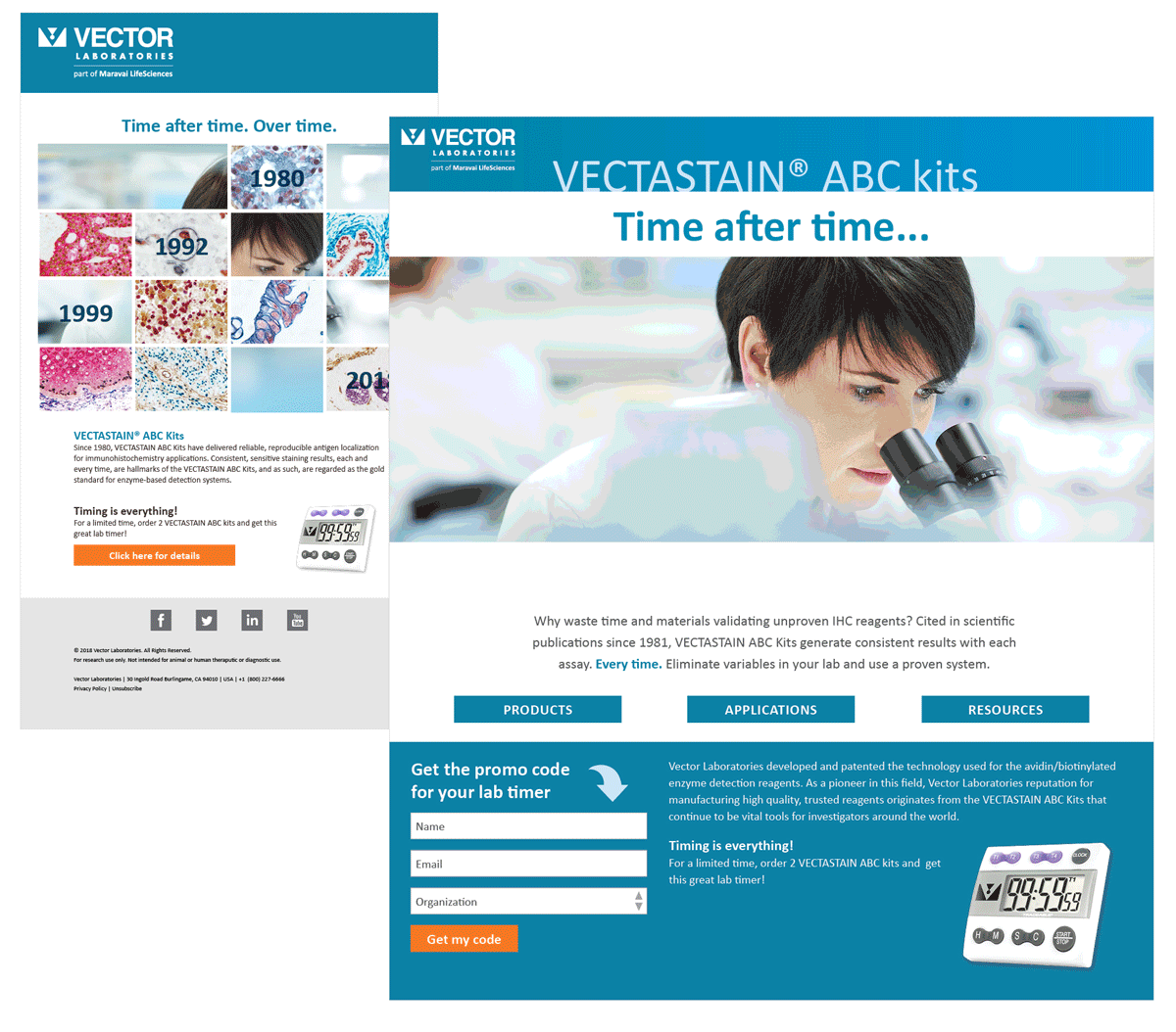 Vectastain landing page